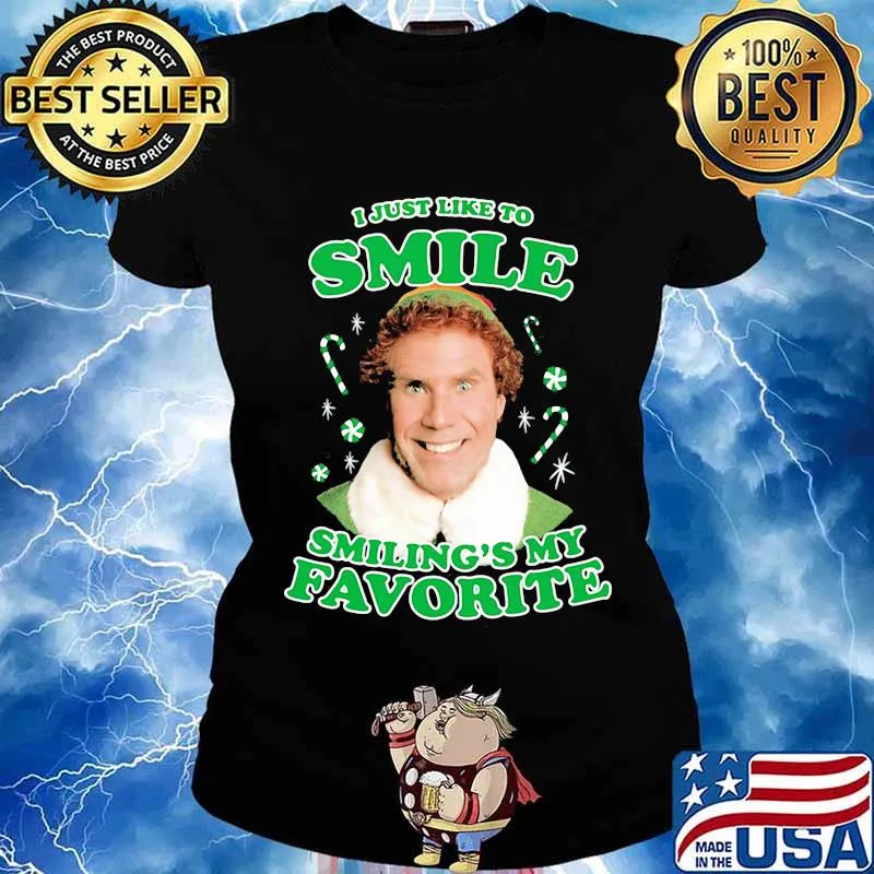 Christmas elf i just like to smile smiling's my favorite s Ladies tee