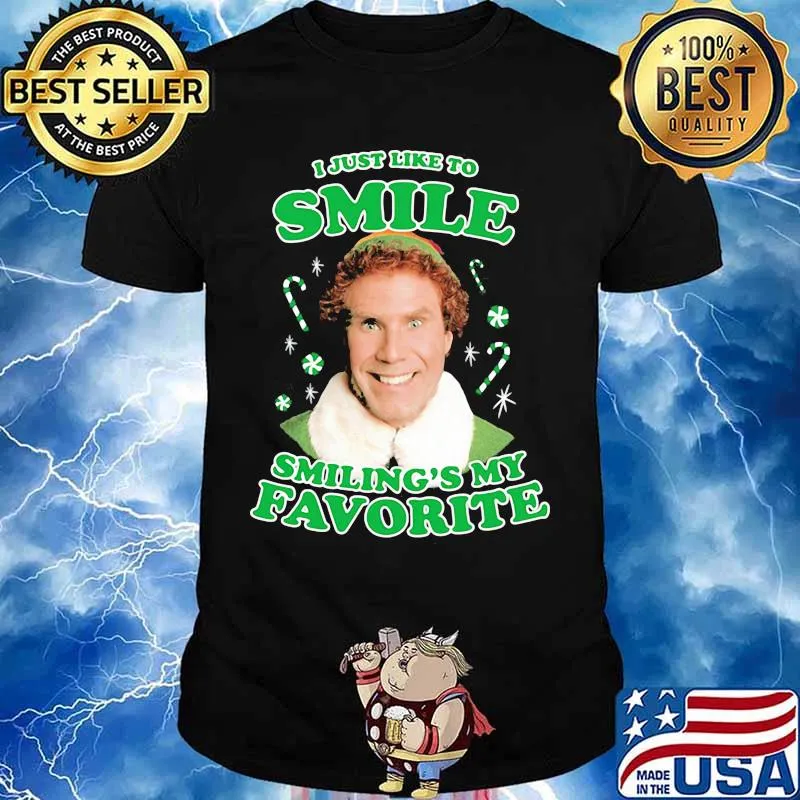 Christmas elf i just like to smile smiling's my favorite shirt