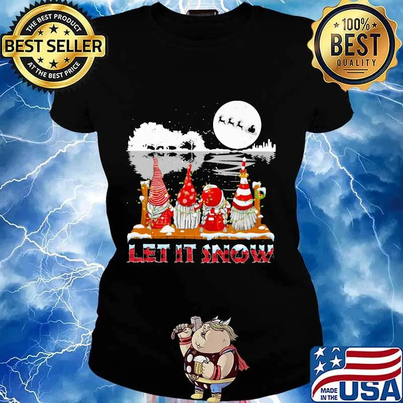 Christmas gnomes let it snow guitar river s Ladies tee