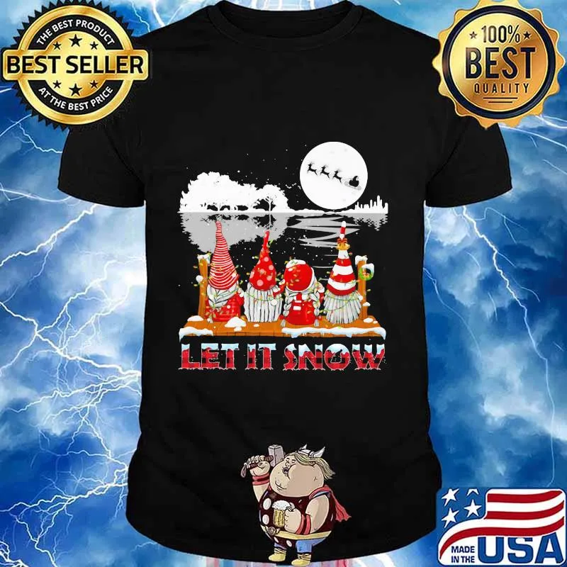 Christmas gnomes let it snow guitar river shirt