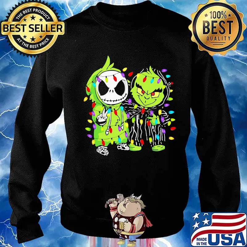 Christmas jack skellington and grinch lights s Sweater