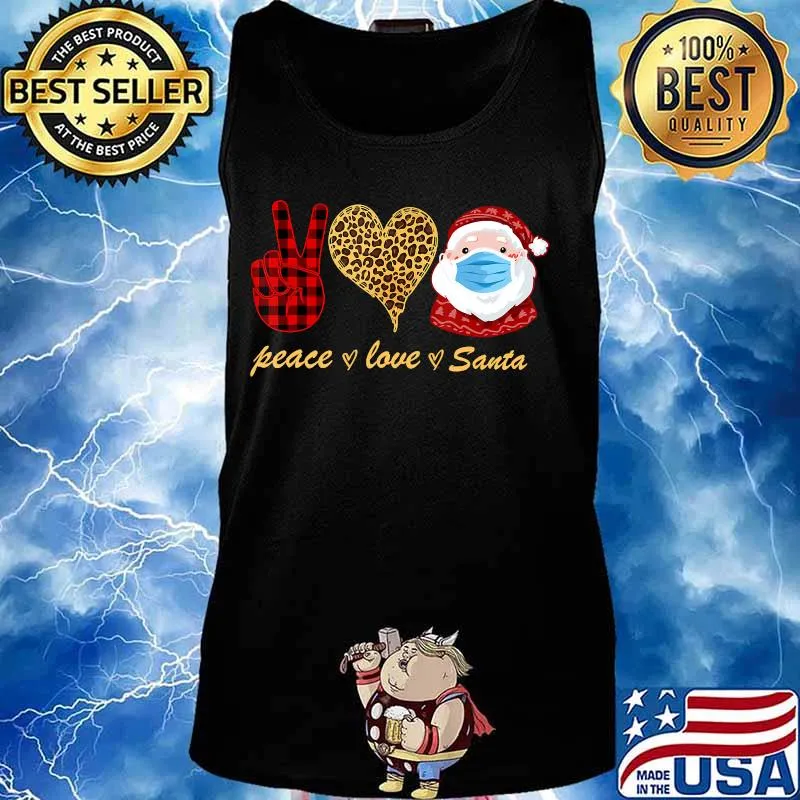 Christmas Peace Love Santa Wearing Mask Quarantine 2020 T-Shirt Tank top