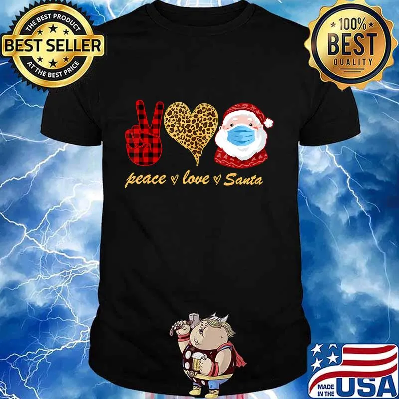Christmas Peace Love Santa Wearing Mask Quarantine 2020 T-Shirt