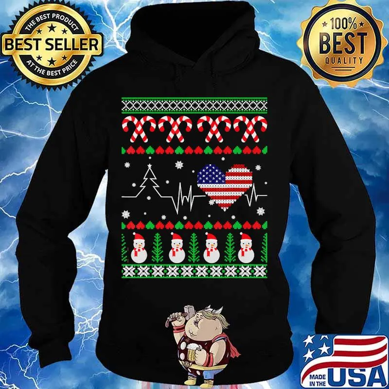 Christmas USA, Heartbeat, Trump 2020 election, flag gift T-Shirt Hoodie