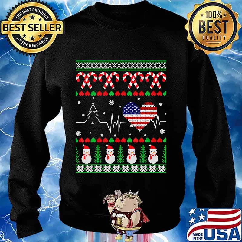 Christmas USA, Heartbeat, Trump 2020 election, flag gift T-Shirt Sweater