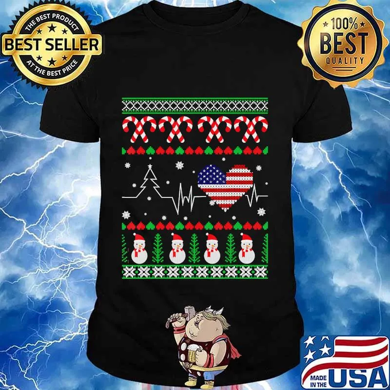 Christmas USA, Heartbeat, Trump 2020 election, flag gift T-Shirt