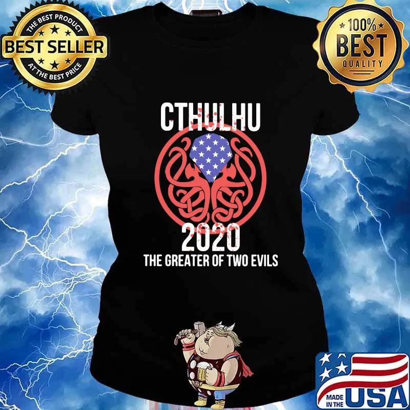 Cthulhu 2020 the greater of two evils american flag s Ladies tee