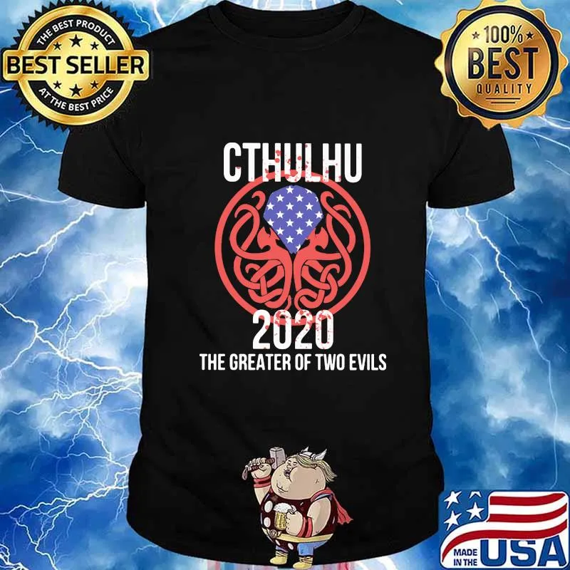 Cthulhu 2020 the greater of two evils american flag shirt