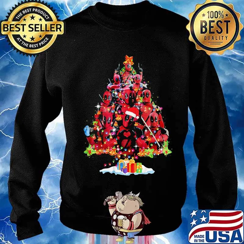 Deadpool cartoon merry christmas tree s Sweater