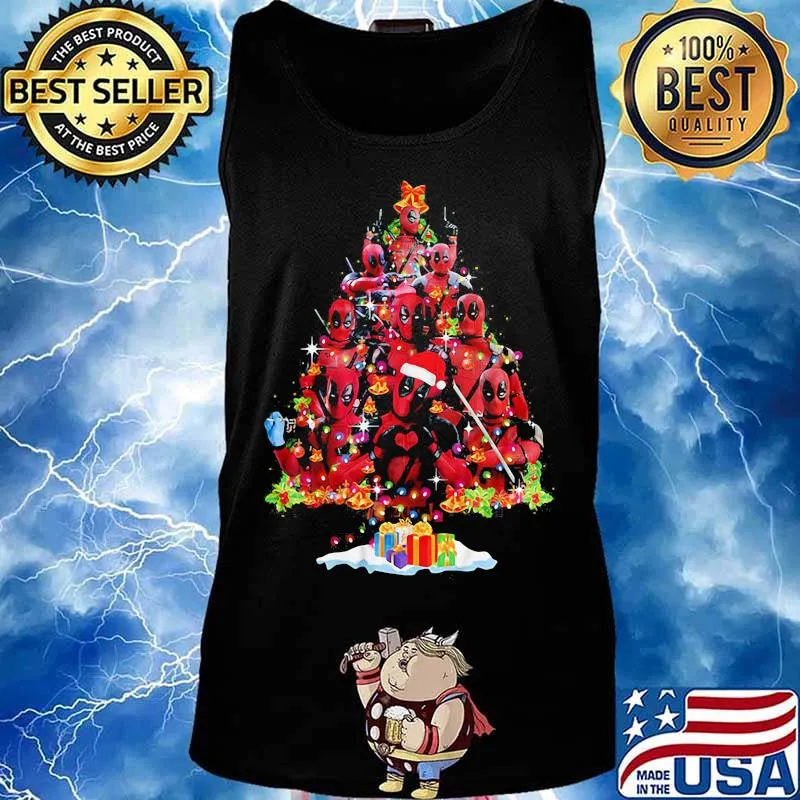 Deadpool cartoon merry christmas tree s Tank top