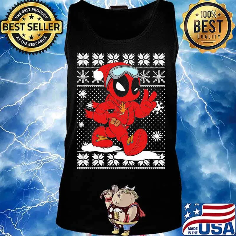 Deadpool cartoon ugly christmas s Tank top