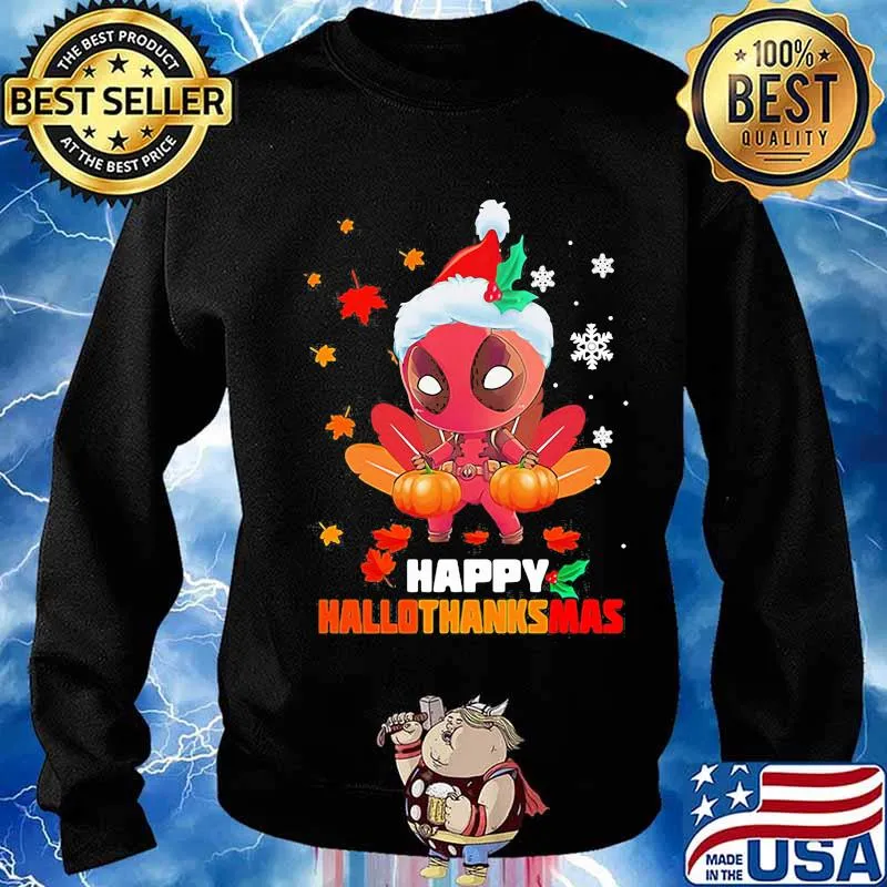 Deadpool happy hallothanksmas halloween thanksgiving christmas s Sweater