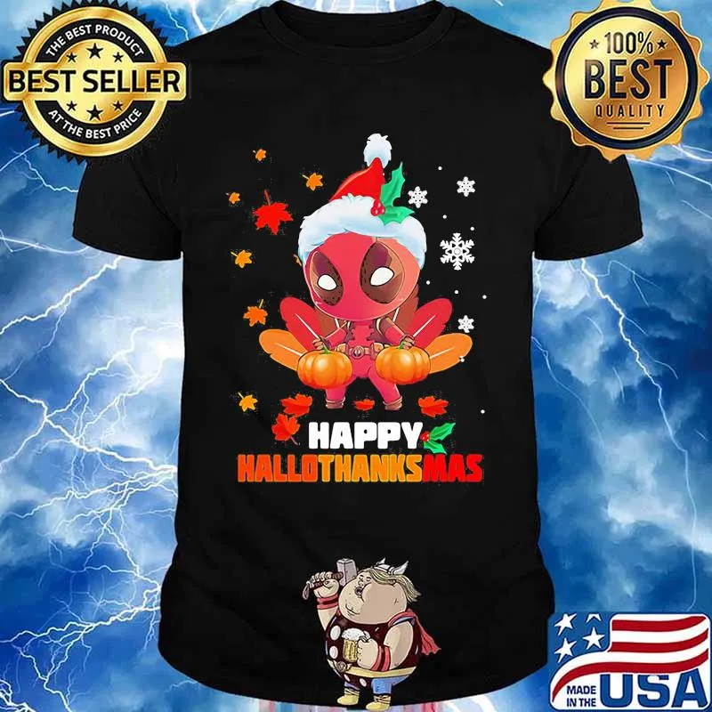 Deadpool happy hallothanksmas halloween thanksgiving christmas shirt