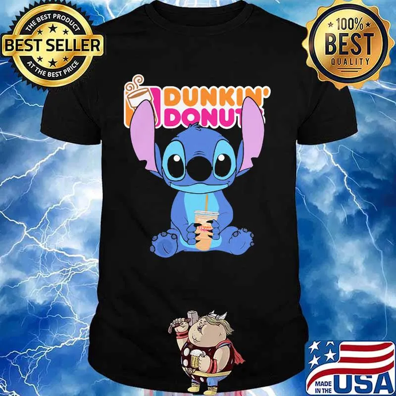 Disney stitch dunkin donuts logo shirt