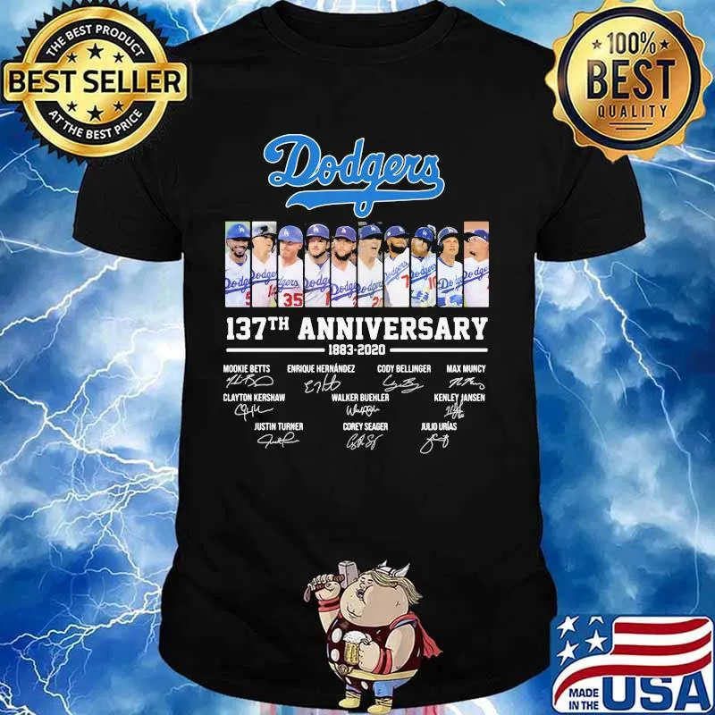 Dodgers 137th anniversary memory signatures shirt