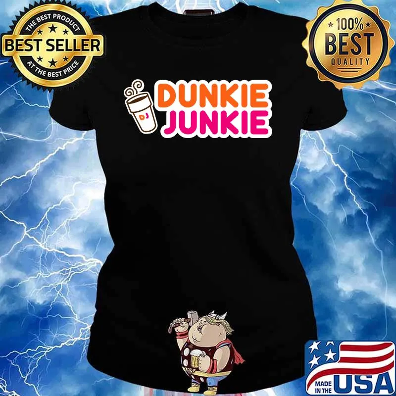 Dunkie Junkie Love Funny Coffee Sayings Novelty Shirt Ladies tee
