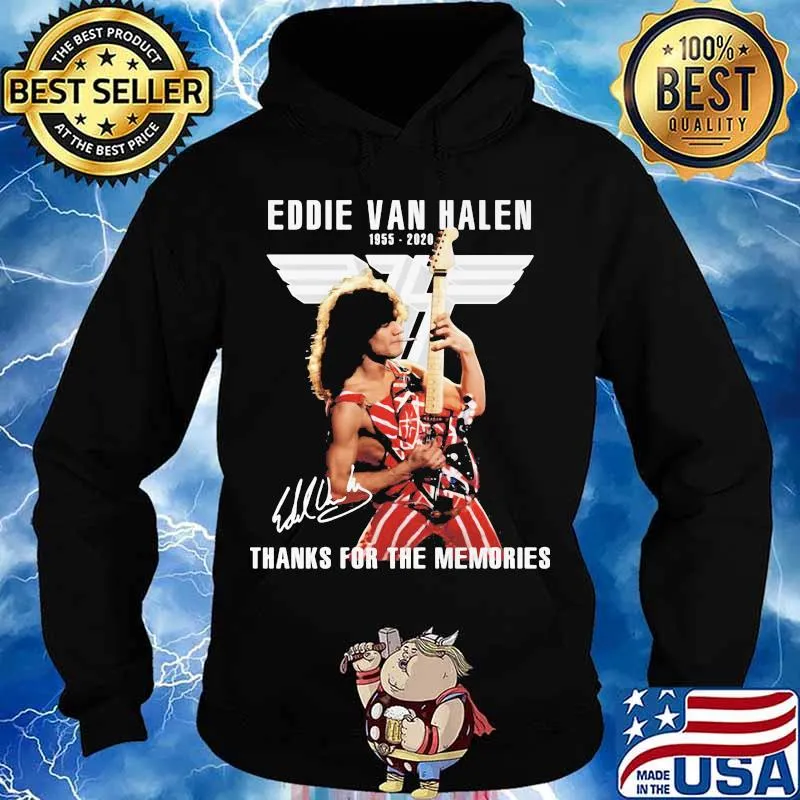 Eddie van halen 1955 2020 thank for the memories signature vintage retro s Hoodie