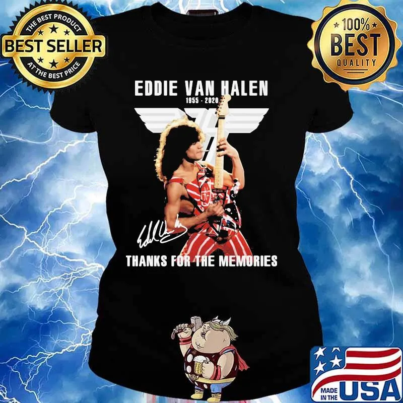 Eddie van halen 1955 2020 thank for the memories signature vintage retro s Ladies tee