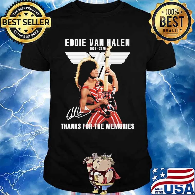 Eddie van halen 1955 2020 thank for the memories signature vintage retro shirt