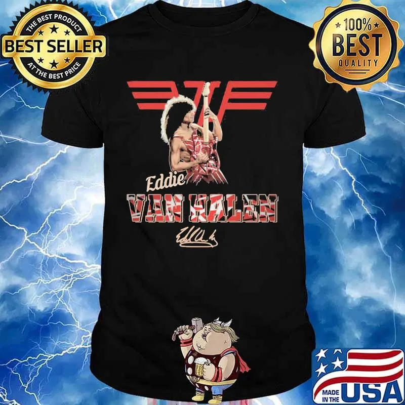 Eddie van halen playing guitar signature shirt