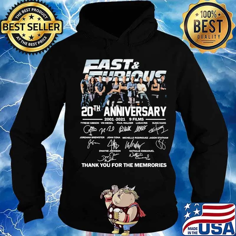Fast and furious 20th anniversary 2001 2021 9 films thank for the memories signatures s Hoodie