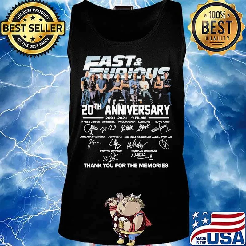 Fast and furious 20th anniversary 2001 2021 9 films thank for the memories signatures s Tank top