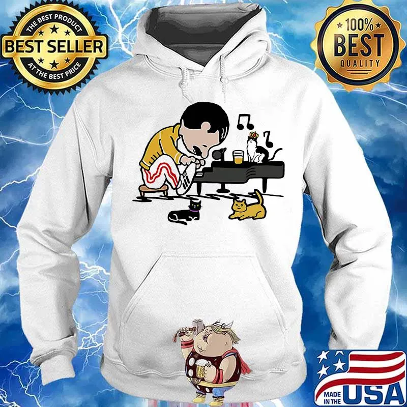 Freddie mercury playing piano with cats s Hoodie