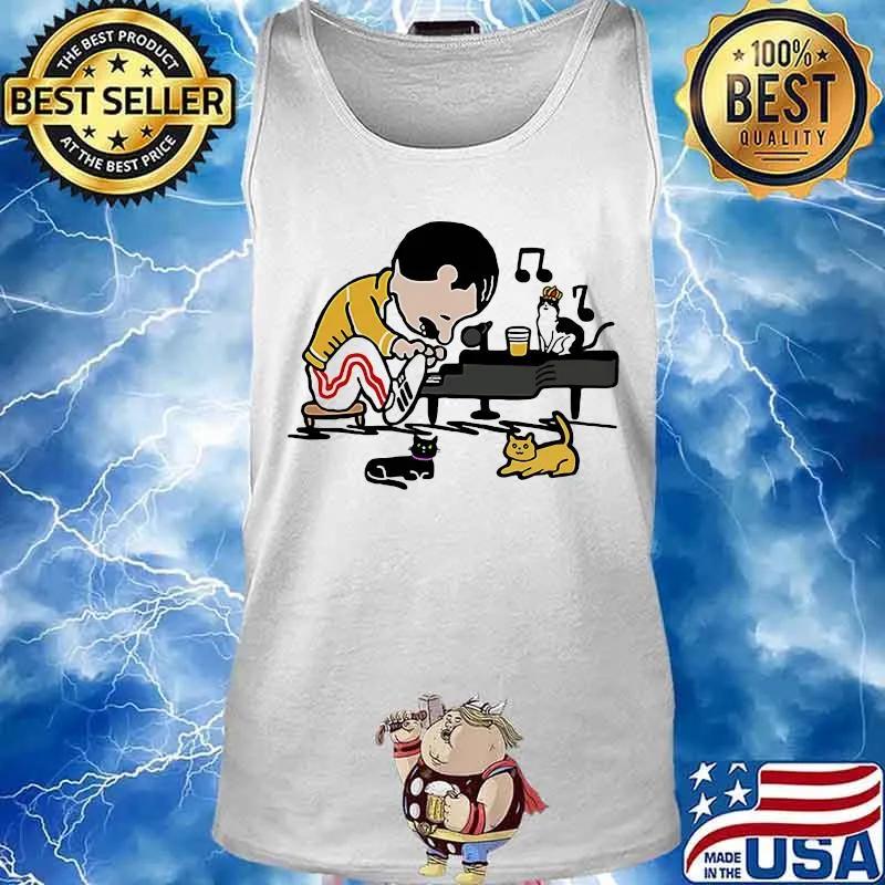 Freddie mercury playing piano with cats s Tank top