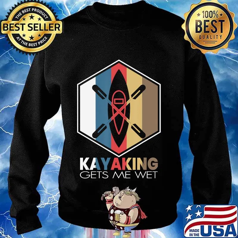 Funny Kayaking Gets Me Wet Retro Vintage Kayak vintage s Sweater