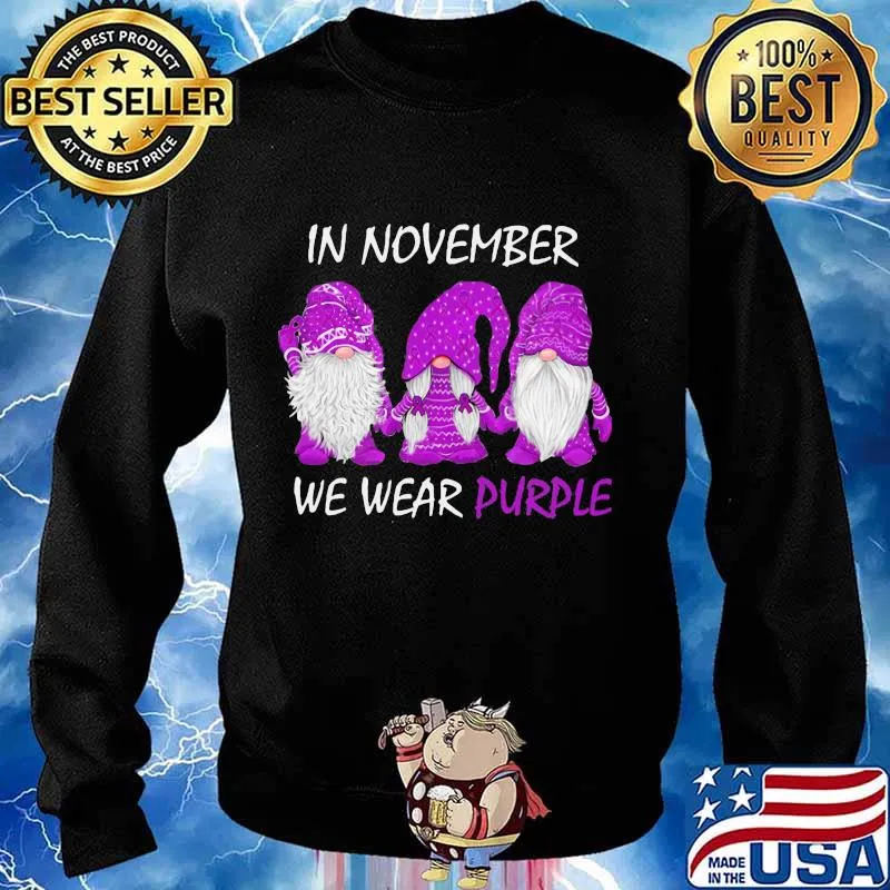 Gnomes in november we wear purple s Sweater