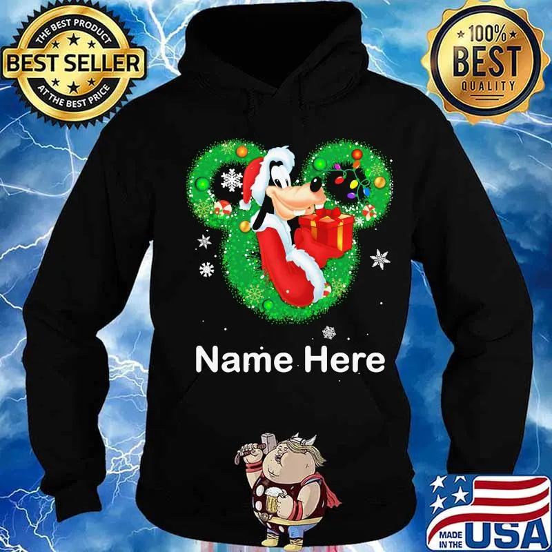 Goofy dog mickey mouse name here christmas s Hoodie