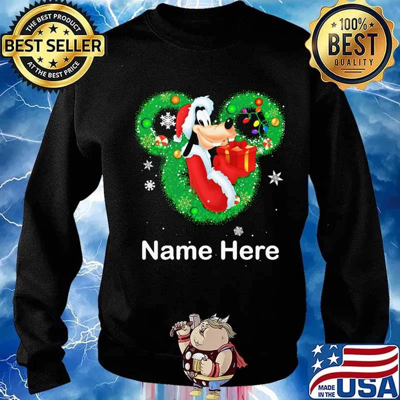 Goofy dog mickey mouse name here christmas s Sweater
