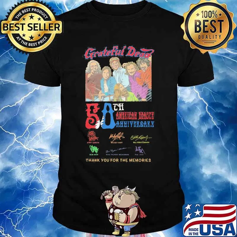 Grateful dead 55th american beauty anniversary 1965 2020 thank for the memories signatures retro shirt