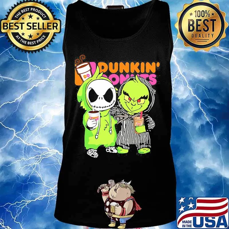 Grinch and jack skellington drink dunkin donuts s Tank top
