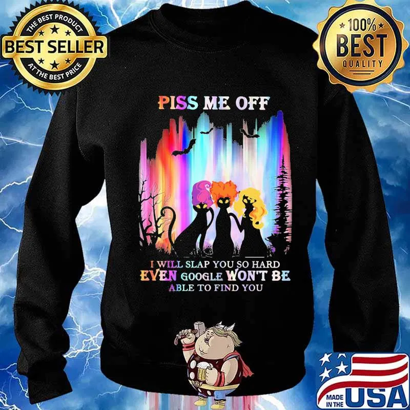 Halloween black cat hocus pocus piss me off i will slap you so hard even google won't be able to find you s Sweater