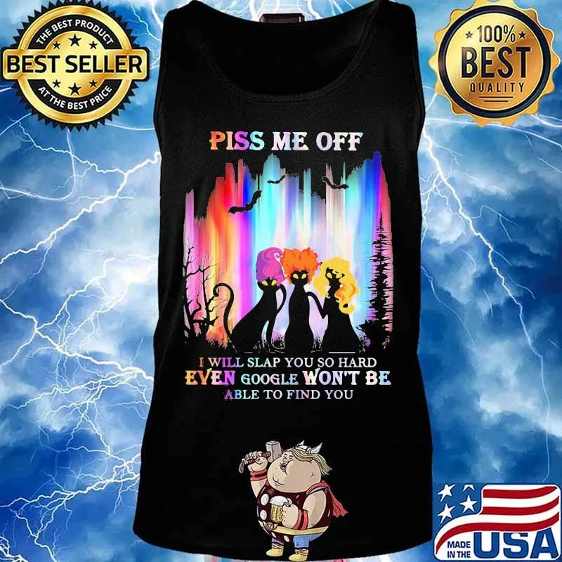 Halloween black cat hocus pocus piss me off i will slap you so hard even google won't be able to find you s Tank top