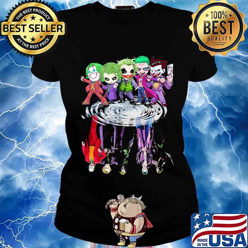 Halloween horror characters chibi water reflection s Ladies tee