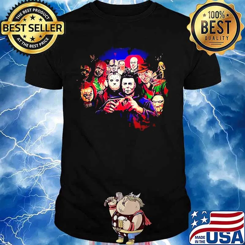 Halloween horror characters colorado flag shirt