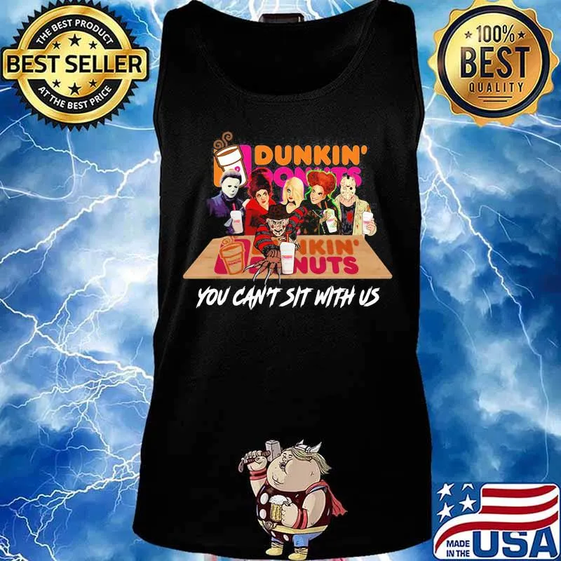 Halloween horror characters drink dunkin donuts you can't sit with us s Tank top