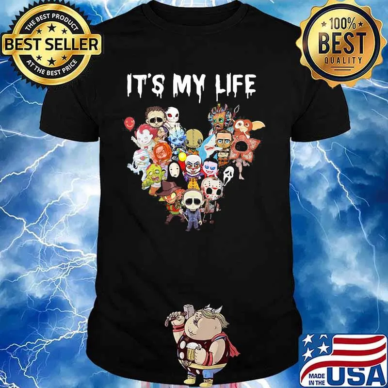 Halloween horror characters it's my life heart shirt
