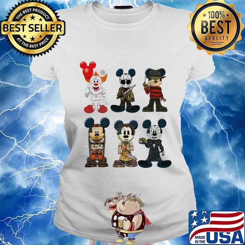 Halloween mickey mouse horror characters s Ladies tee