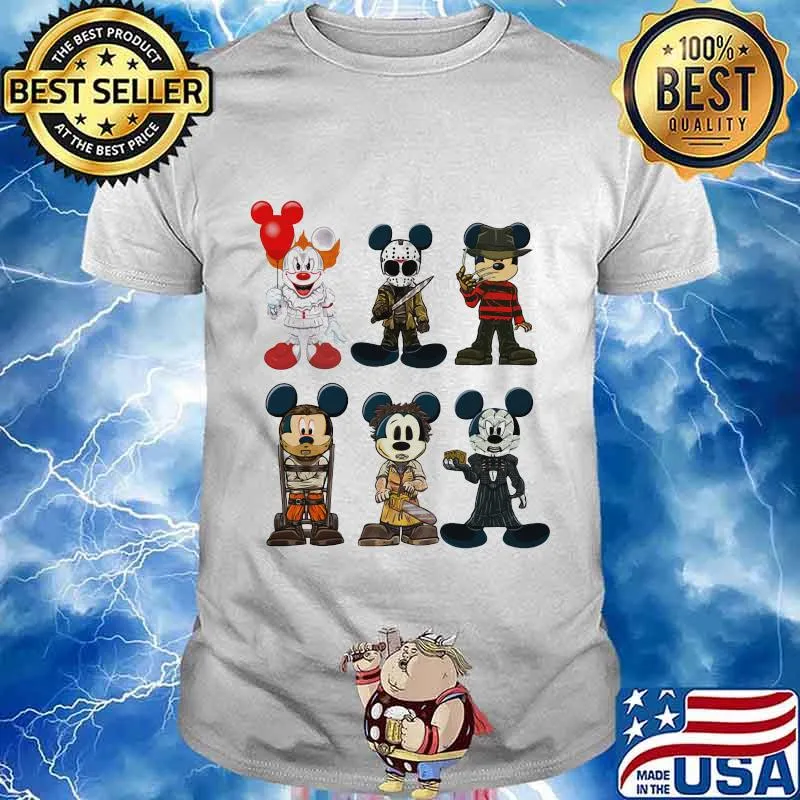 Halloween mickey mouse horror characters shirt