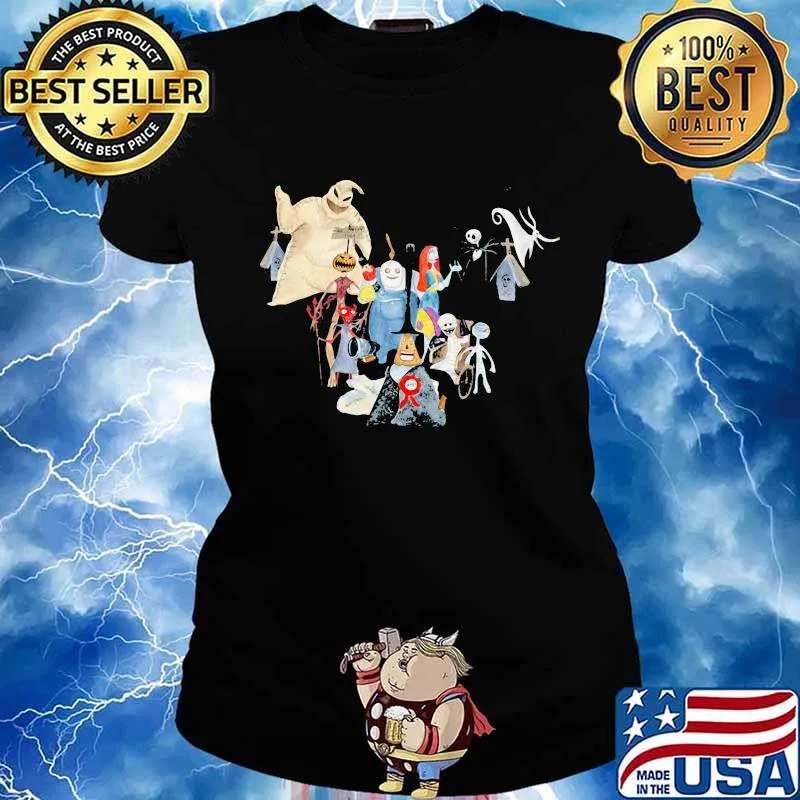 Happy halloween nightmare characters cartoon s Ladies tee