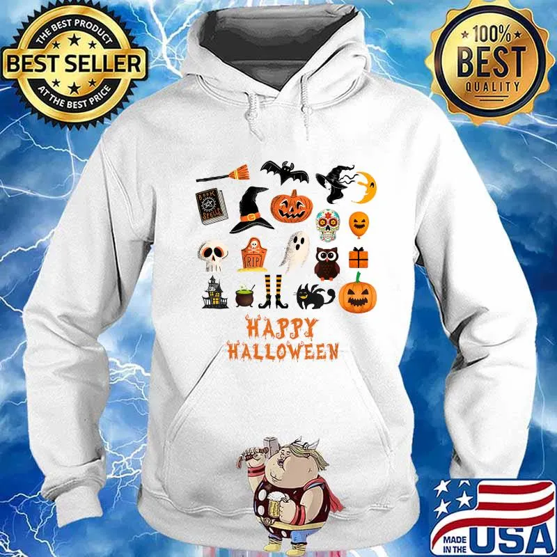 Happy Halloween Pumpkin Boo Cat Owl T-Shirt Hoodie
