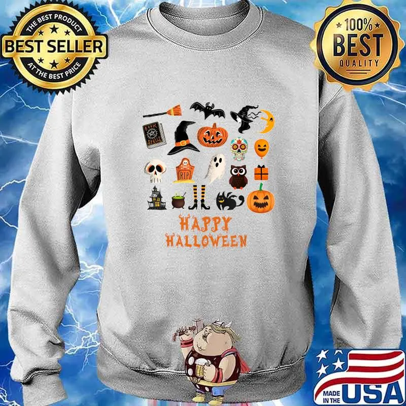 Happy Halloween Pumpkin Boo Cat Owl T-Shirt Sweater