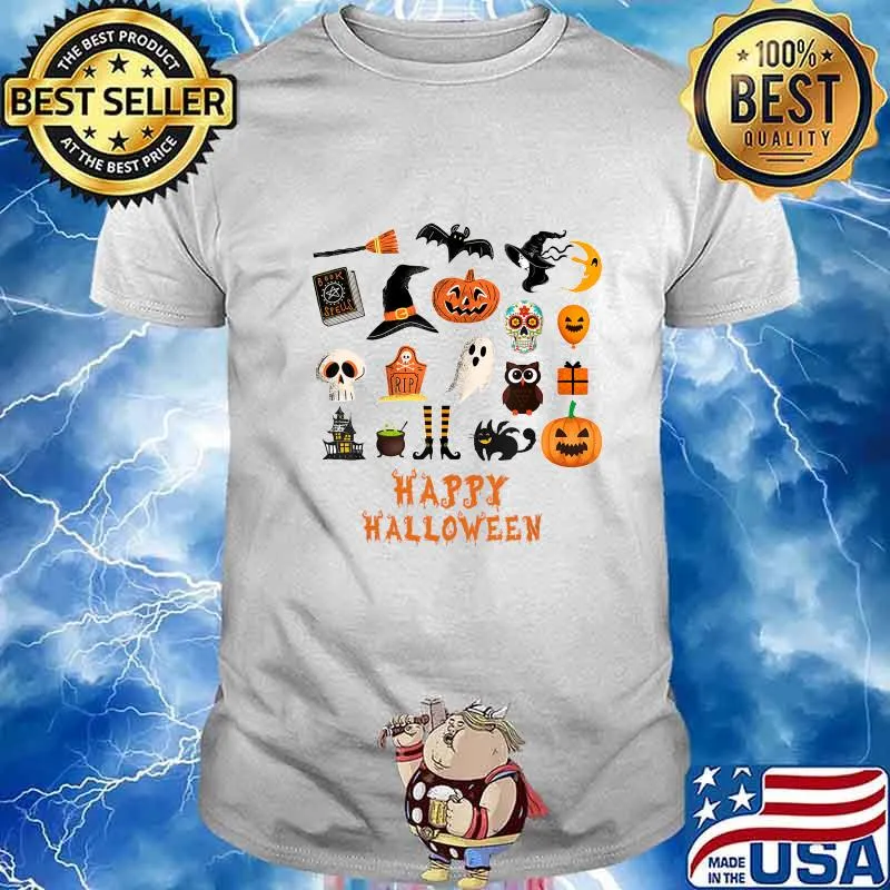 Happy Halloween Pumpkin Boo Cat Owl T-Shirt