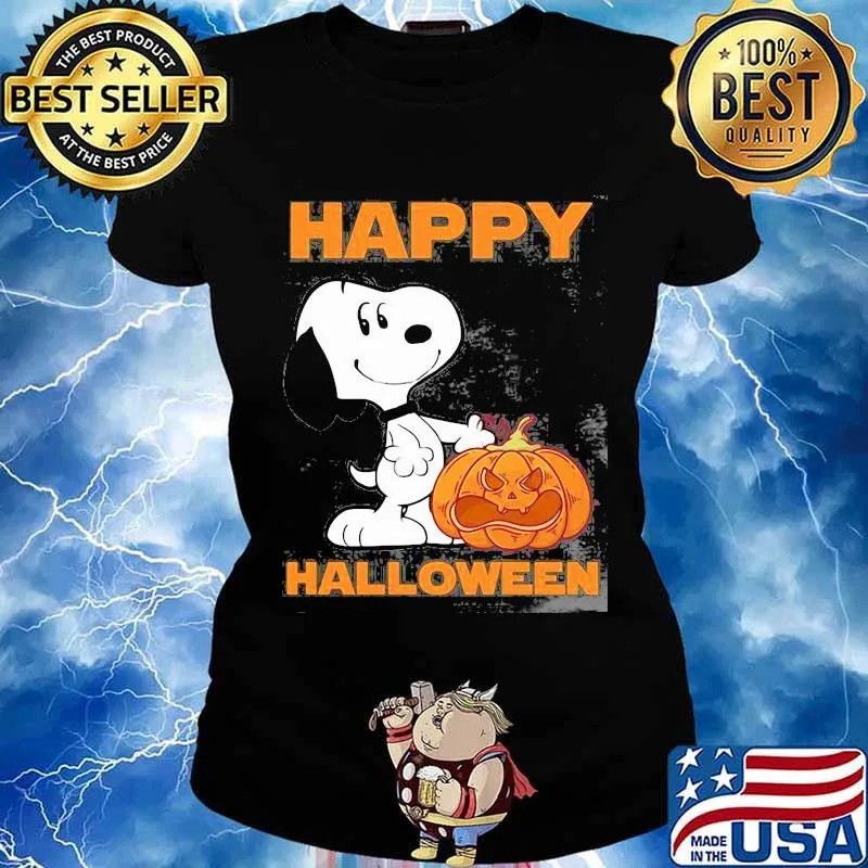 Happy halloween snoopy hug pumpkin s Ladies tee