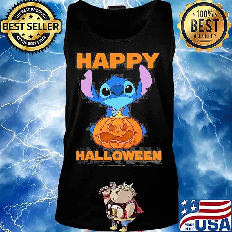 Happy halloween stitch hug pumpkin s Tank top