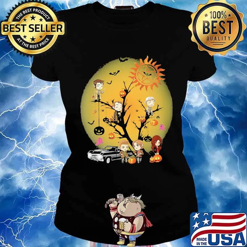 happy halloween tree supernatural characters chibi moon s Ladies tee