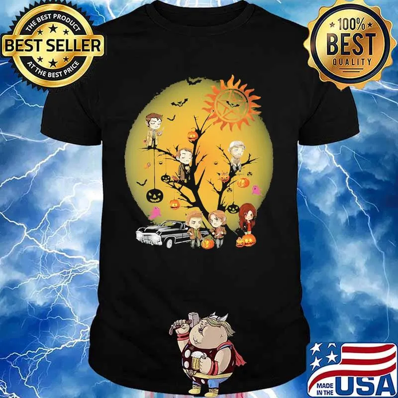 happy halloween tree supernatural characters chibi moon shirt